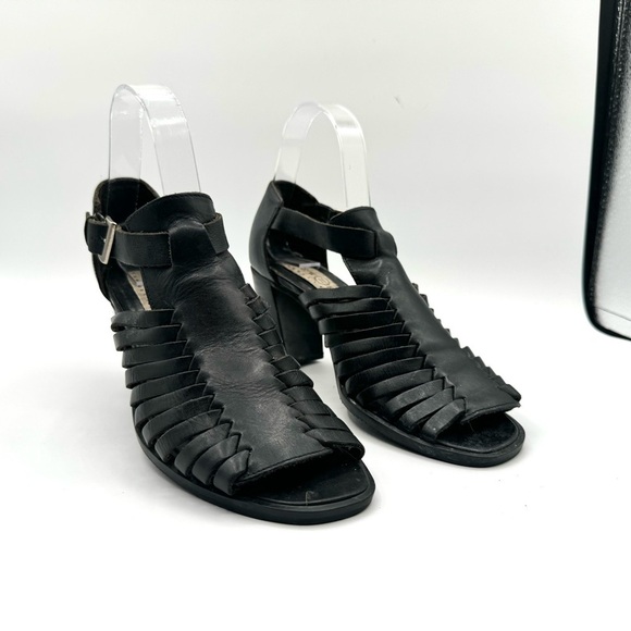 VINTAGE THE WORK COLLECTION HEELS BLACK STRAPPY SANDALS FISHERMAN HEELED SANDALS - Picture 13 of 13